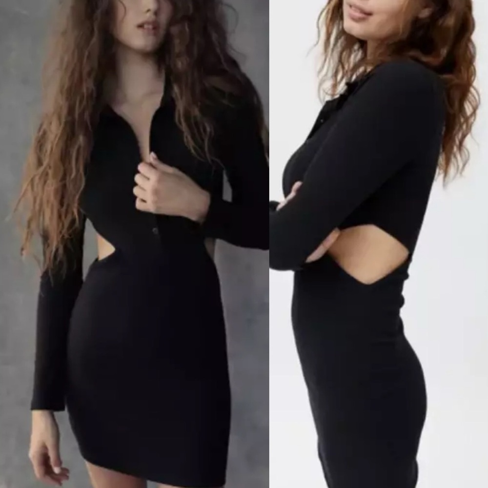 Urban Outfitters Gwen Collared Cutout Mini Dress Black XS